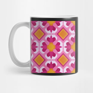 Pink Floral Tile Pattern Mug